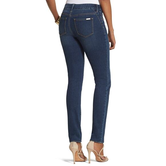 CHICO'S So Slimming Jeggings Size 8 Jean Leggings Dark Blue Wash Stretch Classic - Picture 2 of 16